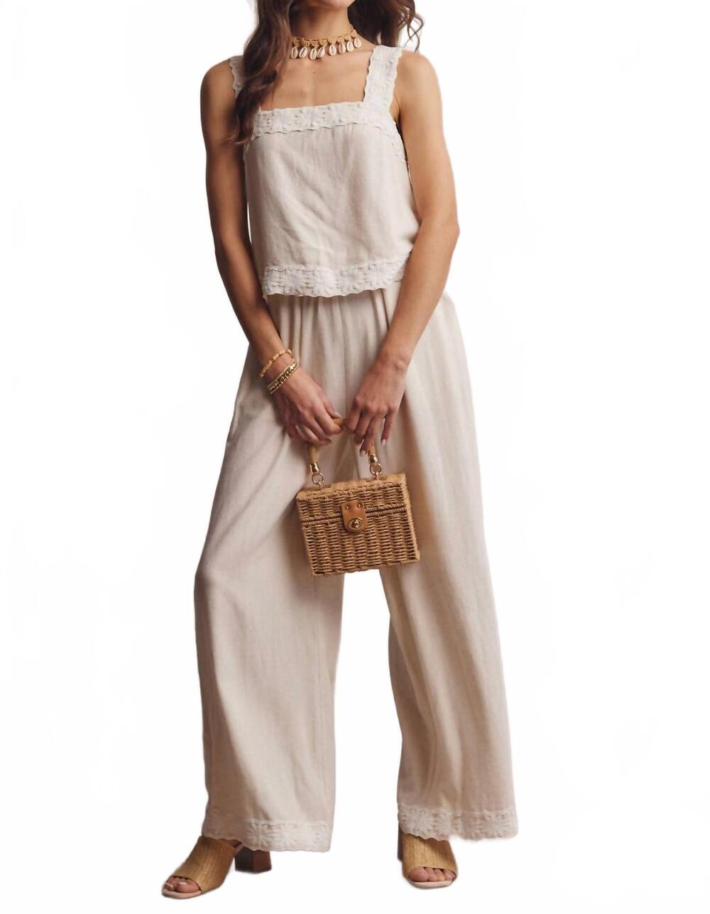 NEW FORTE tank and wide-leg pants set in cream